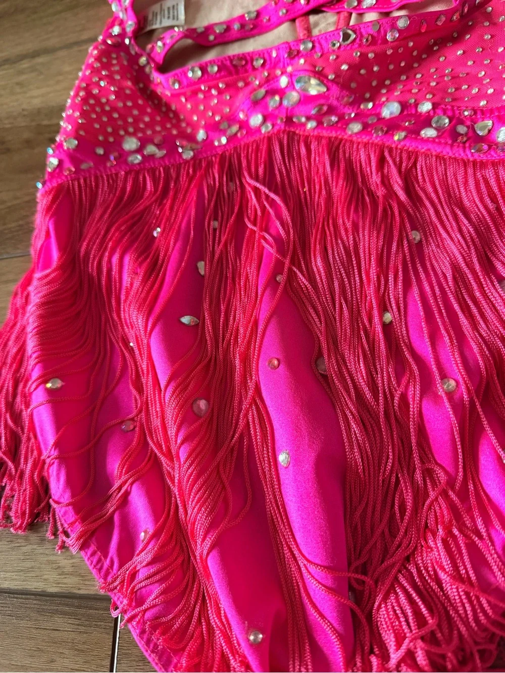 (2) Girls Hot Pink Sequin Fringe Dance Costume - LC